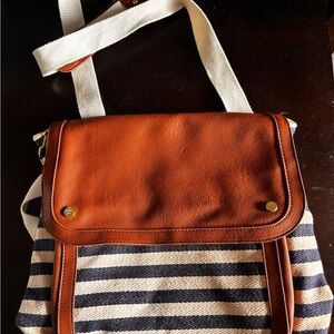 Madden Girl Navy and Cream Striped Bag